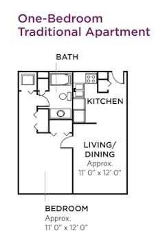One-Bedroom Traditional Apartment floorplan image