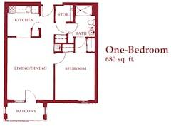 The One-Bedroom floorplan image