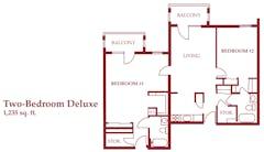 The Two-Bedroom Deluxe floorplan image