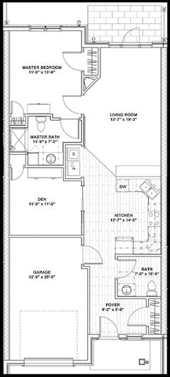 Pointe Place Townhome (1000 sqft) floorplan image