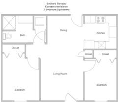 Two Bedroom at Bedford Terrace/Cornerstone Manor floorplan image