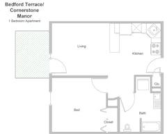 One Bedroom at Bedford Terrace/Cornerstone Manor floorplan image