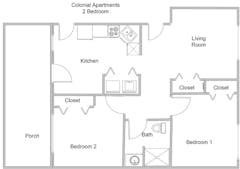 Two Bedroom at Colonial Apartments floorplan image