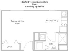 The Efficiency Apartment at Bedford Terrace/Cornerstone Manor floorplan image