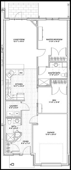 Pointe Place Townhome (1250sqft) floorplan image