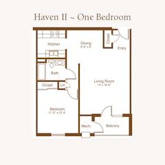 The Haven II - One Bedroom floorplan image