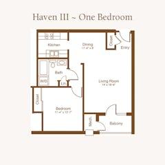 The Haven III - One Bedroom floorplan image