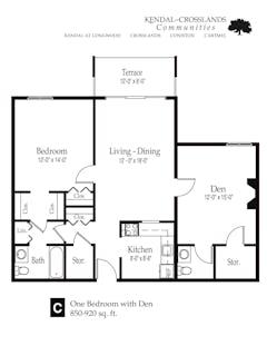 The One Bedroom with Den Apartment (C) floorplan image