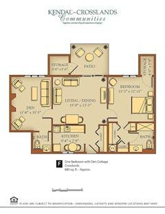 The One Bedroom with Den Cottage (F) floorplan image