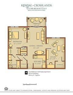 The One Bedroom with Study Apartment (H) floorplan image