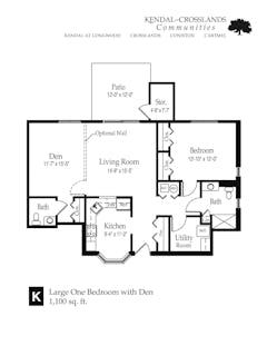 The Large One Bedroom with Den Cottage (K) floorplan image