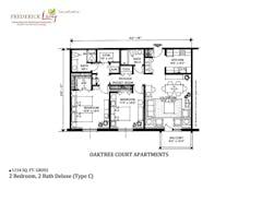 2BR 2B Deluxe at Oaktree Court Apartments floorplan image
