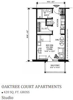 The Studio at Oaktree Court Apartments floorplan image