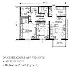 2BR 2B at Oaktree Court Apartments floorplan image