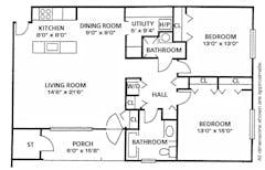 2BR 2B Dogwood & Maplewood Cottage floorplan image