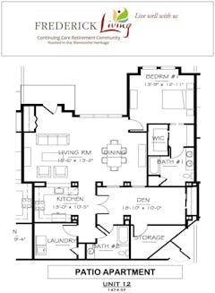 1BR 2B at Oaktree Patio Homes floorplan image