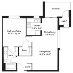The Special 1BR 1B floorplan image