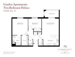 Two Bedroom Deluxe at Garden Apartments floorplan image