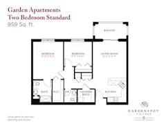 Two Bedroom Standard at Garden Apartments floorplan image