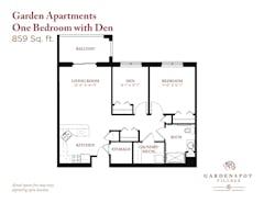 One Bedroom with Den at Garden Apartments floorplan image