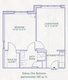 Deluxe One Bedroom floorplan image