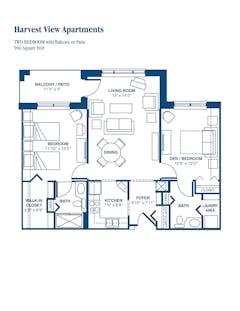 Two Bedroom 946 ft² at Harvest View floorplan image