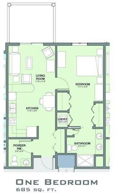One Bedroom at Wheaton Apartments floorplan image