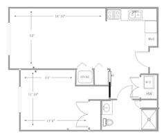 One Bedroom at Ardley Apartments floorplan image