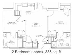 Two Bedroom at Royer West Apartments floorplan image