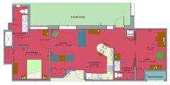 One Bedroom with Den at Wayland Apartments floorplan image