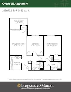 The Overlook Apartment Two Bedroom floorplan image