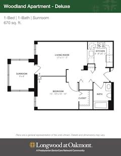 The Woodland Apartment Deluxe with Sunroom floorplan image