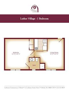 1BR 1B at Luther Village floorplan image