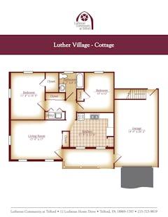 Cottage 2BR 1B at Luther Village floorplan image