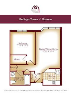1BR 1B at Harbinger Terrace floorplan image