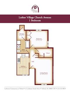 The Church Avenue 1BR 1B at Luther Village floorplan image