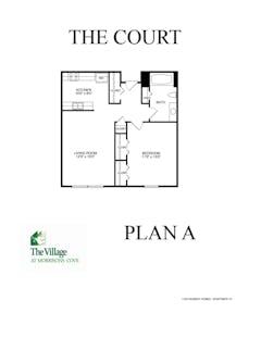 1BR 1B (Plan A) at  The Court Apartments floorplan image