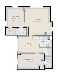 The Hillside Suite- 1222 sq ft floorplan image