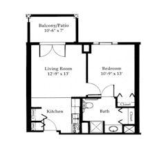 One Bedroom Suite floorplan image