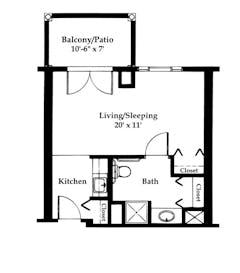 Efficiency Apartment floorplan image
