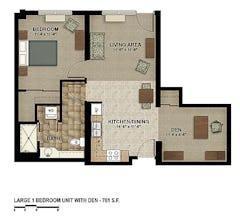 The Deluxe 1BR with Den at The Atrium  floorplan image