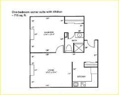 The Corner Suite 1BR 1B floorplan image