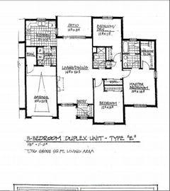 The Duplex 3BR 2B Unit Type E floorplan image