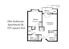 The Apartment B 1BR  1B floorplan image
