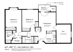 The Apartment E 2BR 2B floorplan image