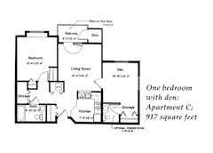 The Apartment C 1BR 1.5B with Den  floorplan image