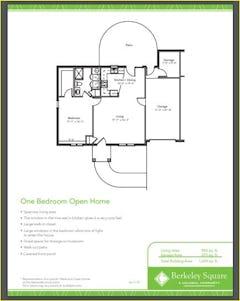 The Open Home 1BR 1B floorplan image