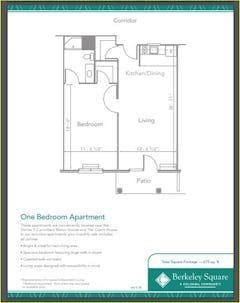 The Apartment 1BR 1B floorplan image
