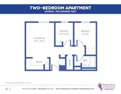 2BR 1B Apartment floorplan image