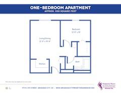 1BR 1B Apartment floorplan image